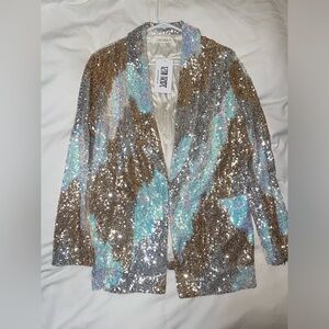 12th Tribe Genevieve Ivory Multi Sequin Blazer